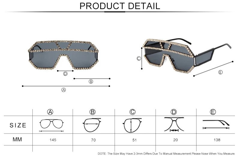 ROYAL GIRL New Fashion Piece Piece Rhinestone Lady Brand Luxury Ocean Piece Personality Big Box Sunglasses ss414
