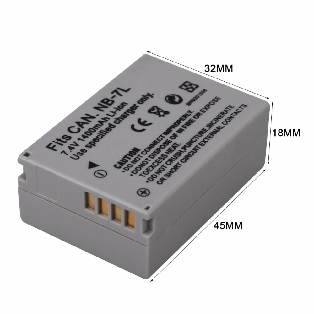 2 шт. 1400 мАч 3,7 V NB-7L NB7L NB 7L батарея камеры DSLR зум-объектив для Canon PowerShot G10 G11 G12 SX30 SX30IS IXUS 120IS