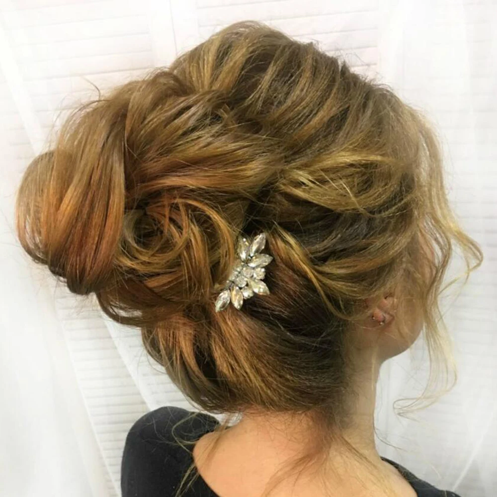 Women Rhinestone Hair Comb Silver Casual Hair Clip Emerald Green Jewelry Elegant Tiara Wedding Bridal Accessories