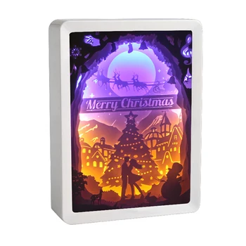 

3D Paper Cut Light Box LED Night Light Lamp Paper Sculpture Carve of Creative Shadow Paintings Christmas Valentine Gift Dropship