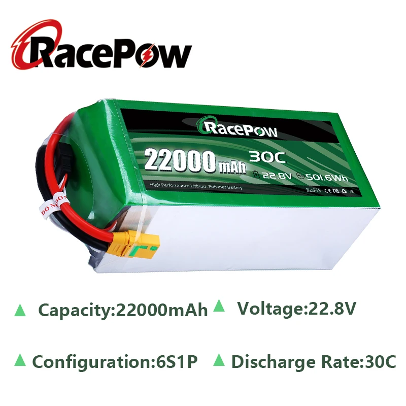 Аккумулятор высокого напряжения RacePow 22000 ма · ч 22 8 в 6S 30C с разъемом XT90-S для