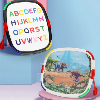 

Children Handy Double-Sided Handheld Magnetic Board Learning Writing Painting Kids Tablet Pad with Adjustable Rack