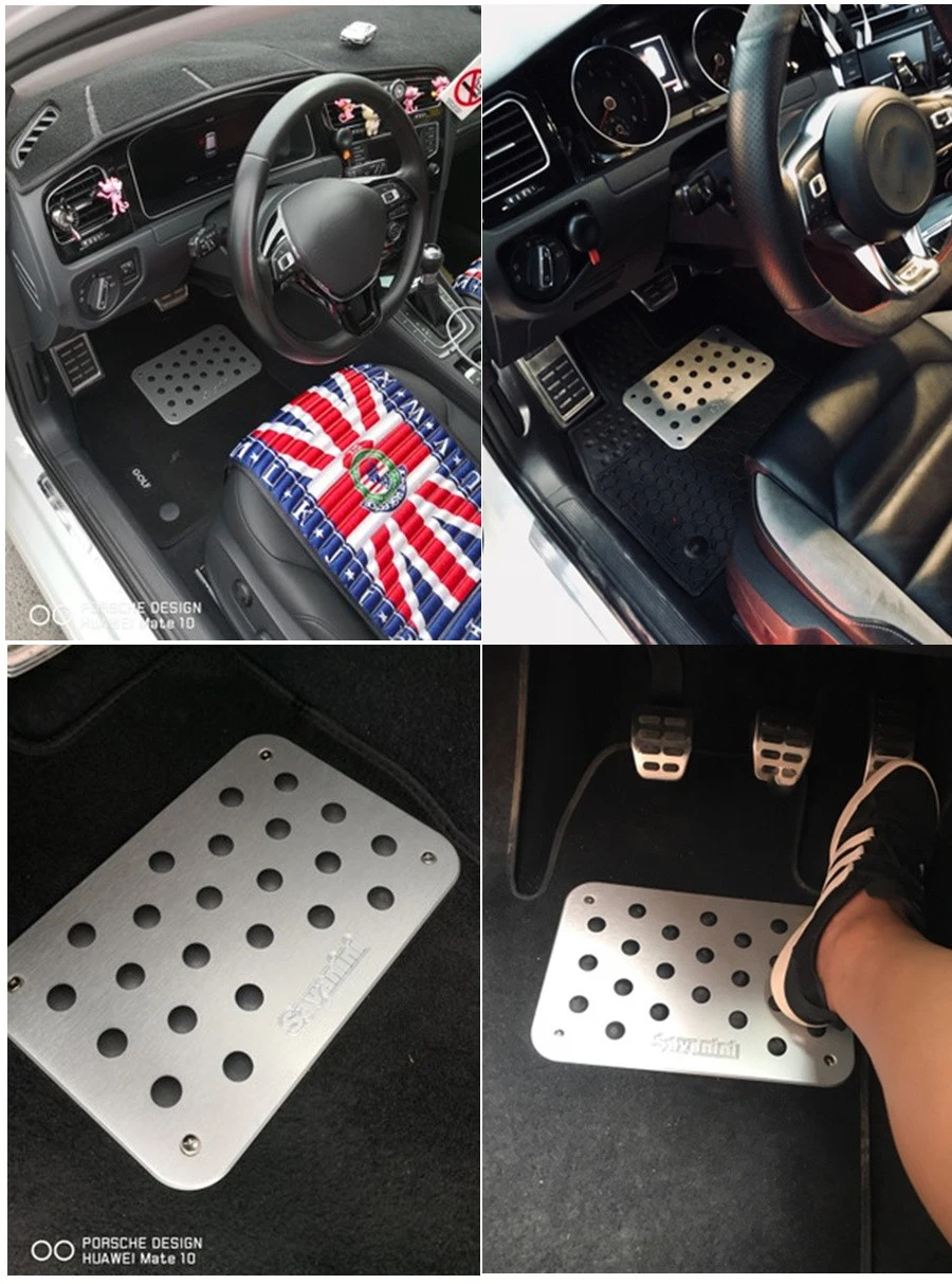 Aluminum alloy Car Non-slip Plate Carpet pedal Floor Mat Environmental Rubber Car Accessories Styling