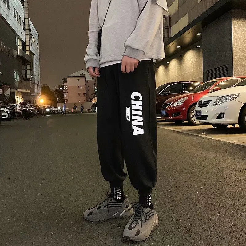 

Couples Gray Sweatpants Popular Brand Beam Leg Spring And Autumn Korean-style Versatile Loose Casual Sports Uniform Pants