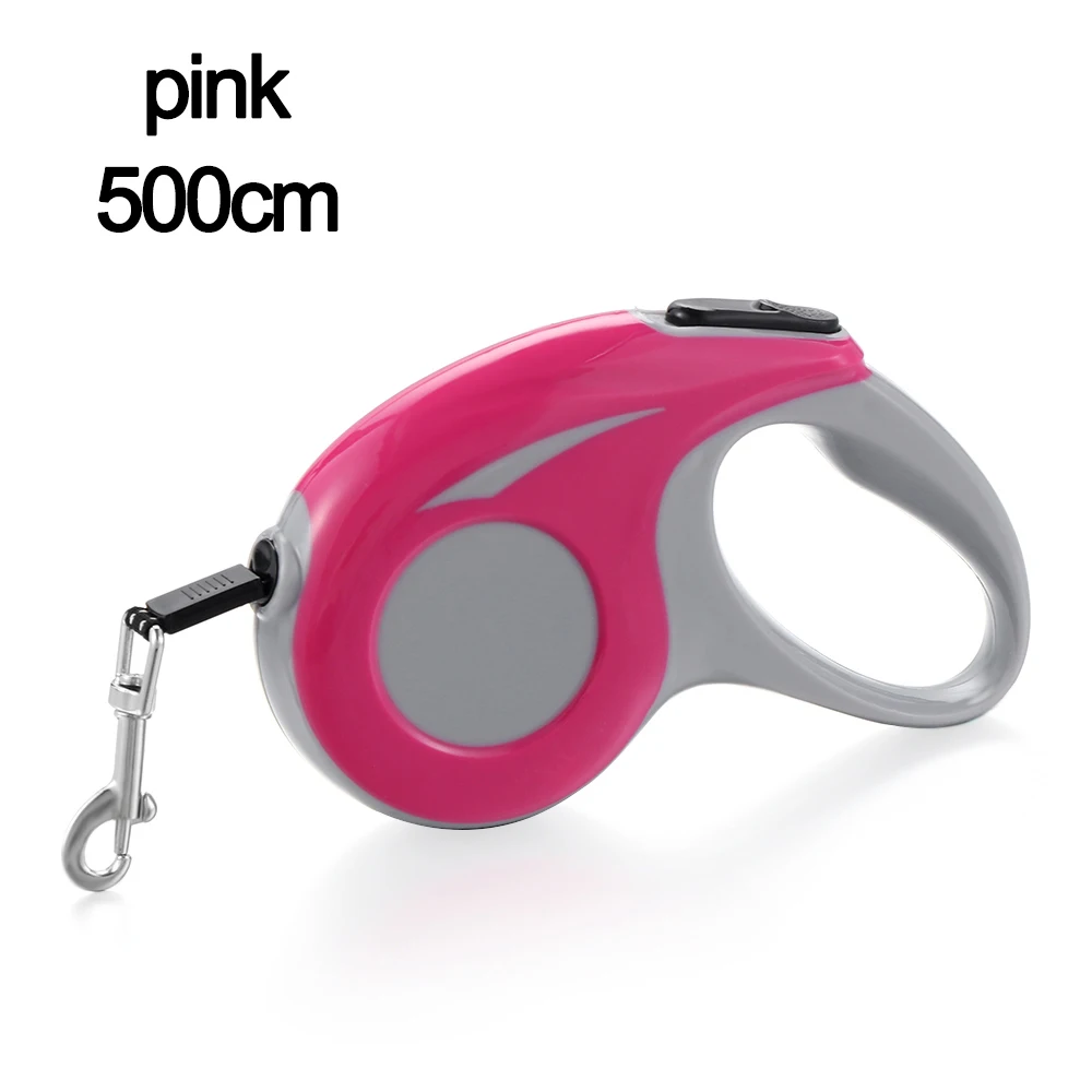 pink-500cm Светоотражающий автоматический выдвижной поводок для собак 3/5 м, поводок для собак, поводок для прогулок, поводок для собак, поводок для тренировок и бега - Цвет: pink-500cm