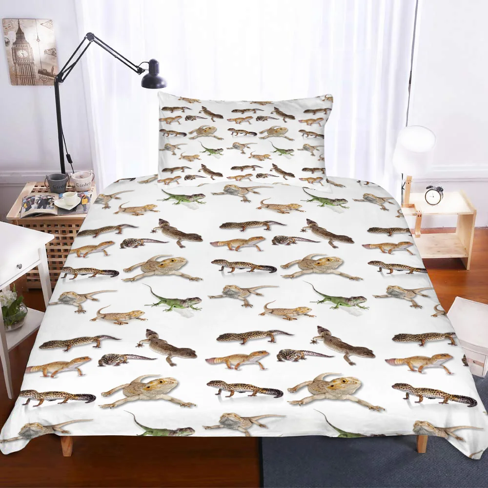 Lizard Reptile Duvet Cover Pillow Case Quilt Cover Set Bedclothes Single Bedding Sets For Bed