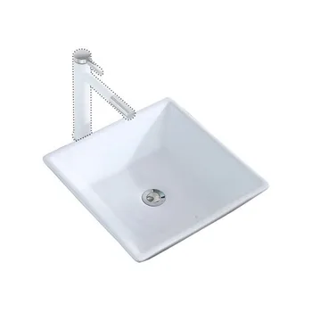

Bathroom Above Counter Square Ceramic Vessel Vanity Sink Art Basin - White Porcelain - with Pop Up Drain Stopper