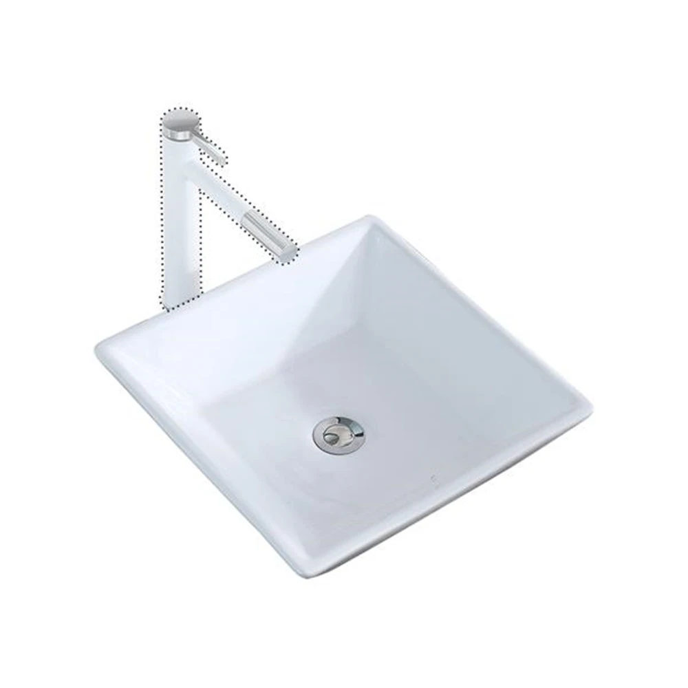 Bathroom Above Counter Square Ceramic Vessel Vanity Sink Art Basin White Porcelain With Pop Up Drain Stopper Bathroom Sinks Aliexpress
