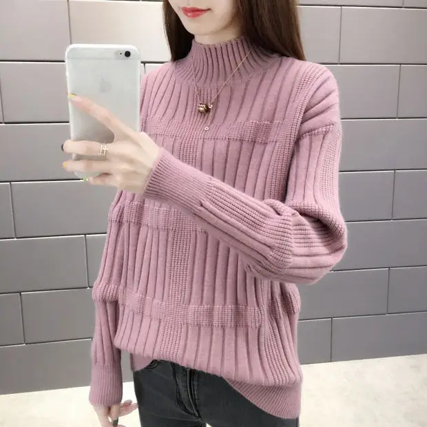Натуральный хлопок, плоская подошва, вязанные, Blusas De Inverno Feminina, женские свитера и свитера, 9358, новые женские платья на осень и зиму