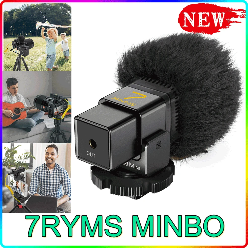 7RYMS MINBO Mini Compact Cardioid Conderser On Camera Microphone 3.5mm TRS for Camera Phone Video Recording YouTube Live New microphone for computer