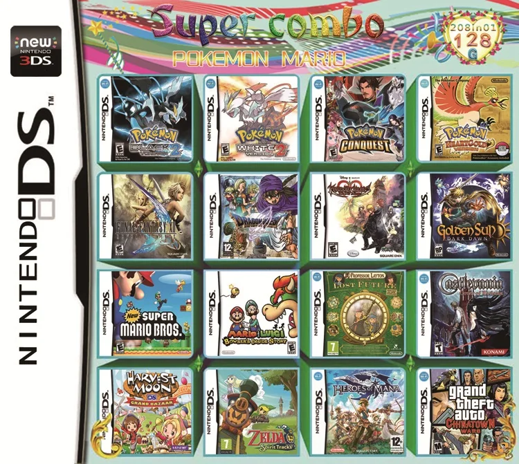 Супер все в 1 DS видеоигры картридж Консоли Карты для nintendo DS 3DS 2DS