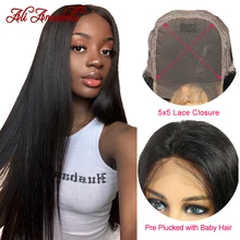 Прямые 5*5 парики из натуральных волос на шнурках для черных женщин малазийские прямые парики из натуральных волос парик на шнурке
