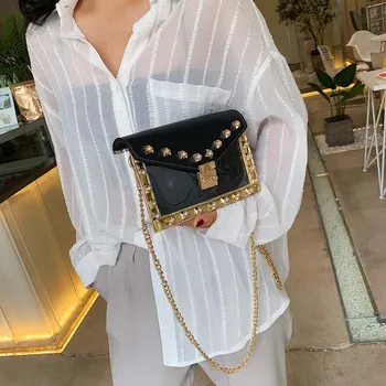 

Leather Small Shoulder Messenger Bags For Women Fashion qDiamonds Package Rivet Chain Messenger Composite Bag Travel Mini Bags