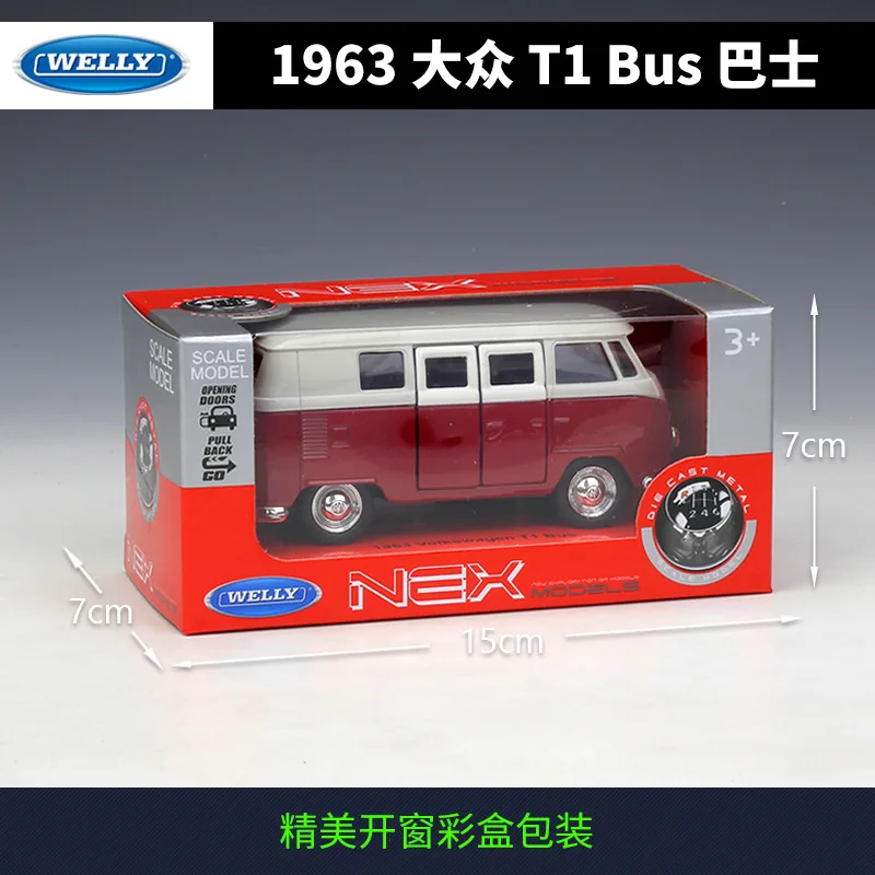 WELLY 1:36 VW 1963 T1 автобус сплав тяга назад игрушки модель автомобиля