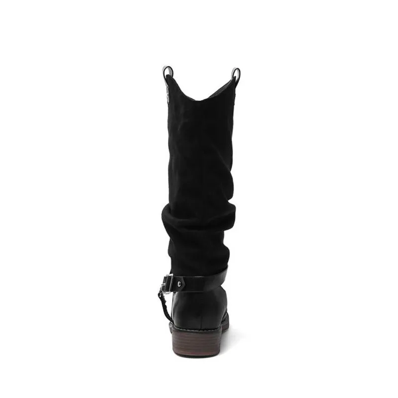 D Knight/ г. Зимняя женская обувь женские сапоги из Pu искусственной кожи теплые высококачественные женские сапоги до колена в западном стиле Большой размер 34-48