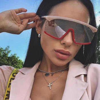 

2020 New Oversized One Piece Goggles Women Men Big Frame Colorful Lens Sunglasses Ladies Summer Sun Glasses Unisex Eyeglasses