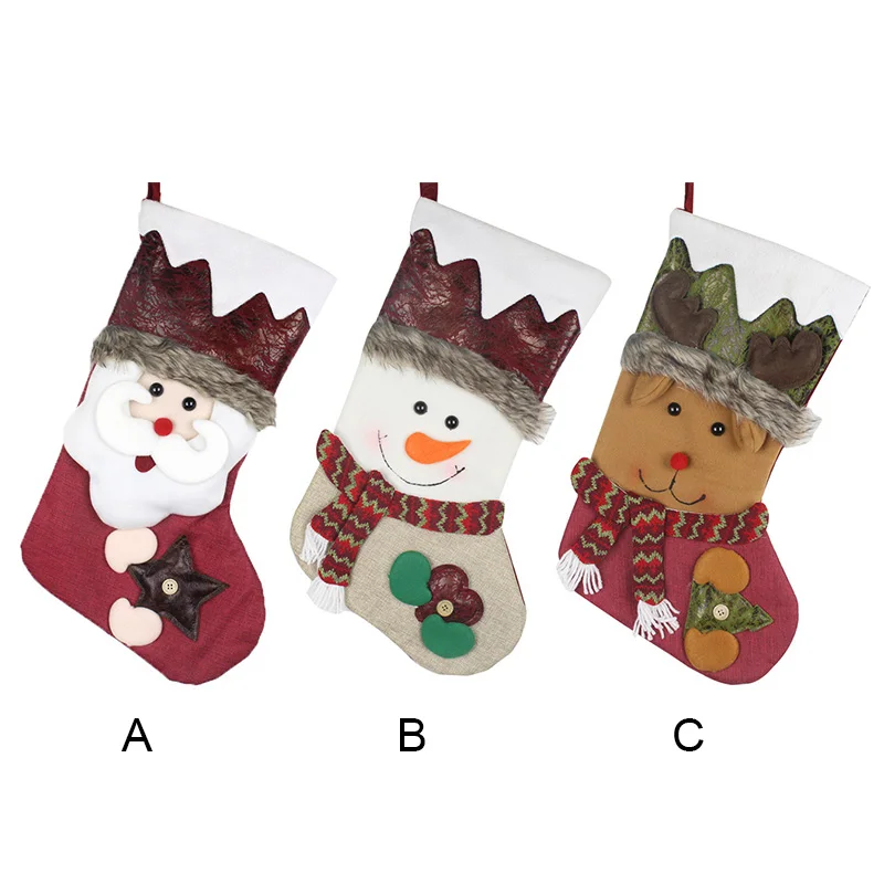 

Christmas Hanging Decoration Candy Stocking Santa Claus Snowman Stocking Elk Christmas Stocking
