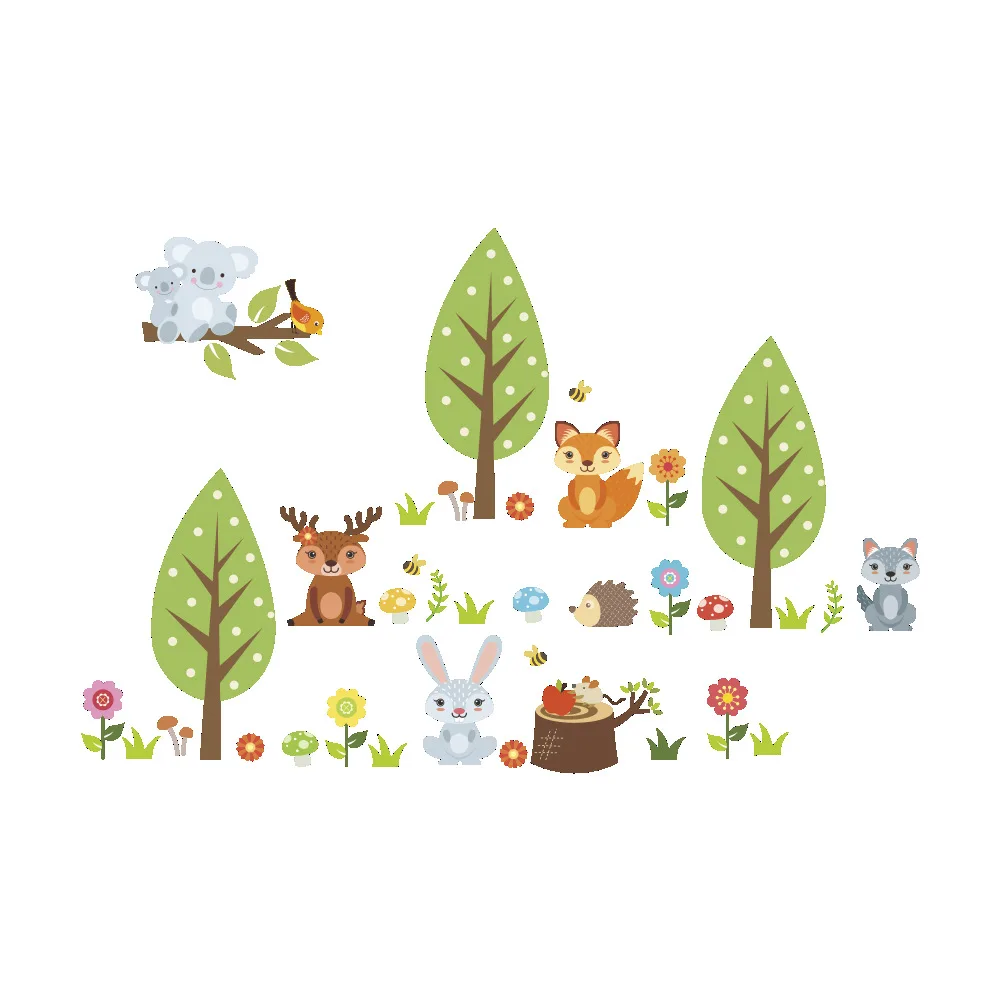 865 Koala детская комната мультфильм настенные наклейки бумага зоо стены клей бумага детский сад декоративные наклейки на стену Adh