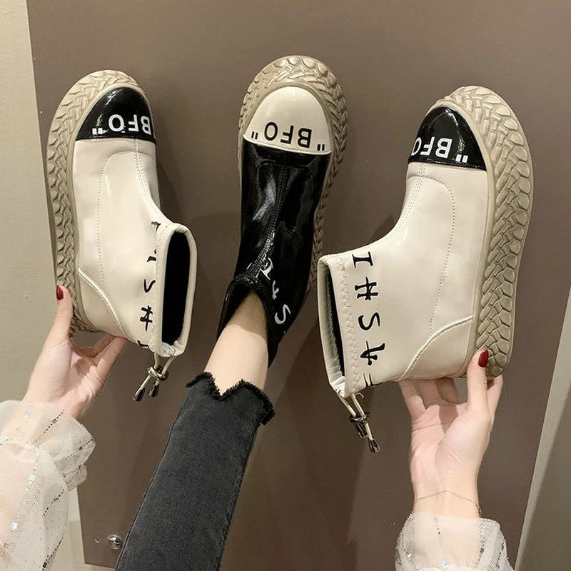 short patent leather boots