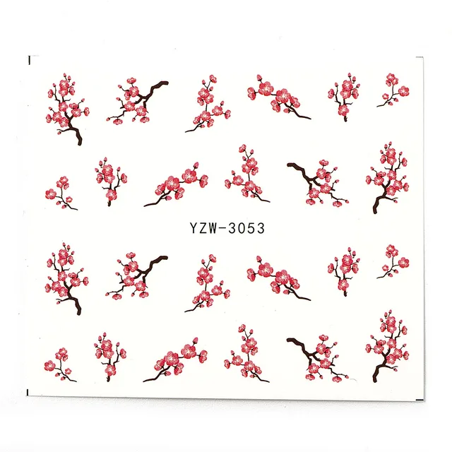 1Pcs Water Nail Decal and Sticker Flower Leaf Tree Green Simple Summer DIY Slider for Manicure Nail Art Watermark Manicure Decor HB920