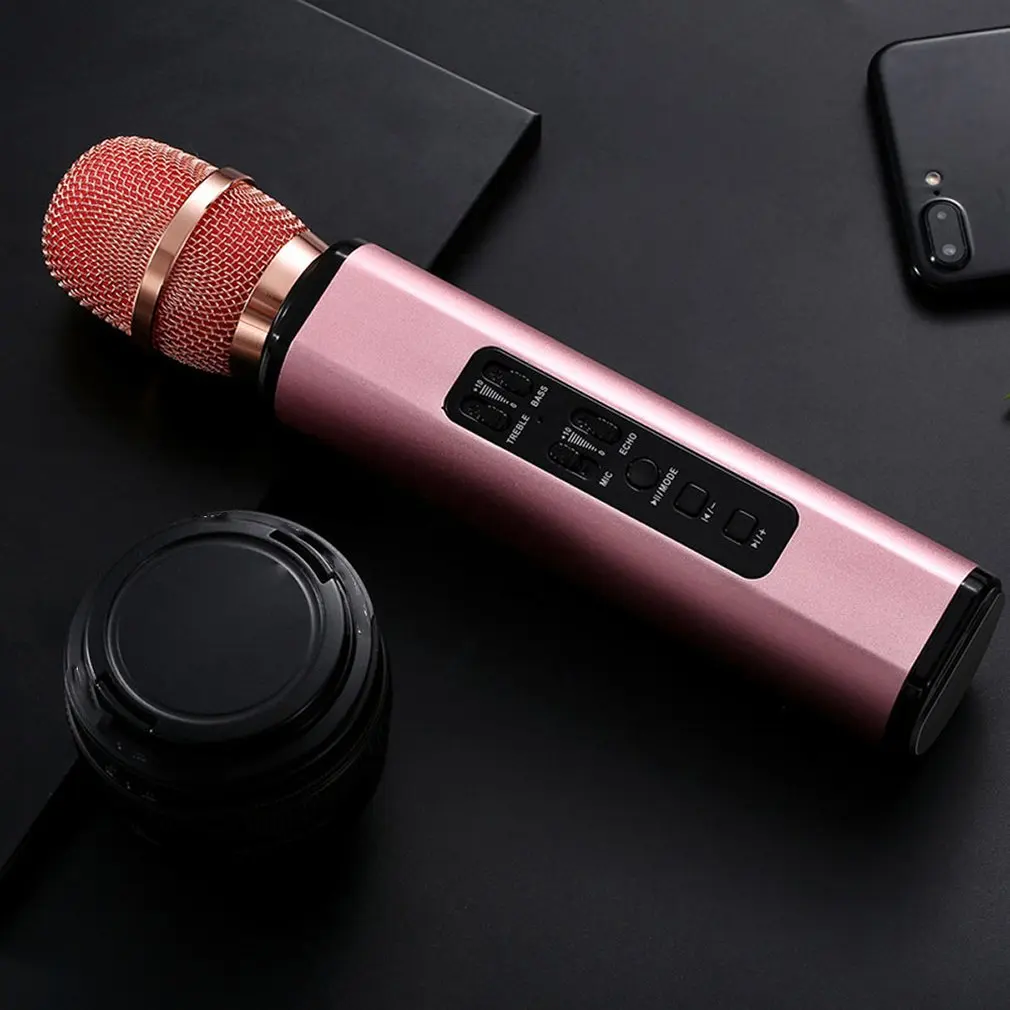 Многофункциональный караоке Micropho беспроводной Bluetooth с двойные динамики портативный интеллектуальный микрофон для мобильного телефона караоке
