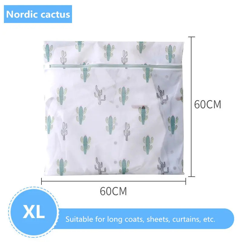 Cactus Printing Laundry Bags for Washing Machine Foldable Mesh Clothes Bag Lingerie Socks Bra Laundry Basket Wash Underwear Bag 