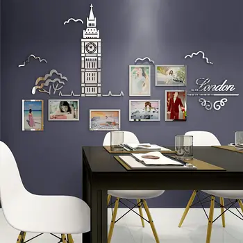 

3D Acrylic Big Ben Wall Stickers Creative Photo Frame Living Room Mural Bedroom Photo Wall Home Decoration DIY Decals Art Decals