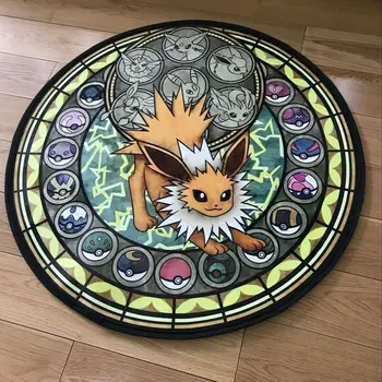 

Pokemon Pocket Monsters Pikachu Cute Anime Comic Pattern Carpet Living Room Door Mat Non-slip Chair Cushion Round B