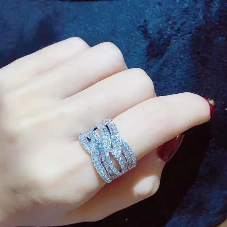 

Big Zircon Stone Silver Color Round Band Rings for Women Fashion Jewelry New Wedding Engagement Ring 925 silver ring set