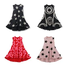 Новые летние детские платья для девочек, модное рождественское платье без рукавов с круглым вырезом и цифровым принтом, хлопковая одежда для маленьких девочек