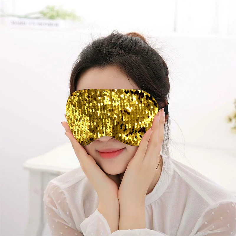Sequin Eye Mask Shining Sleeping Mask Eye Mermaid Shade Cover Blindfold Eyeshade Vacation Airplane Travel Adult Birthday Gift 2