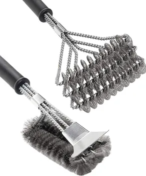 

BBQ Grill Brush Set of 2, Safe Grill Cleaning Brush Stainless Steel, Cast Iron,Ceramic Grill Grate Cooking Grid, 18 Inch Grill T