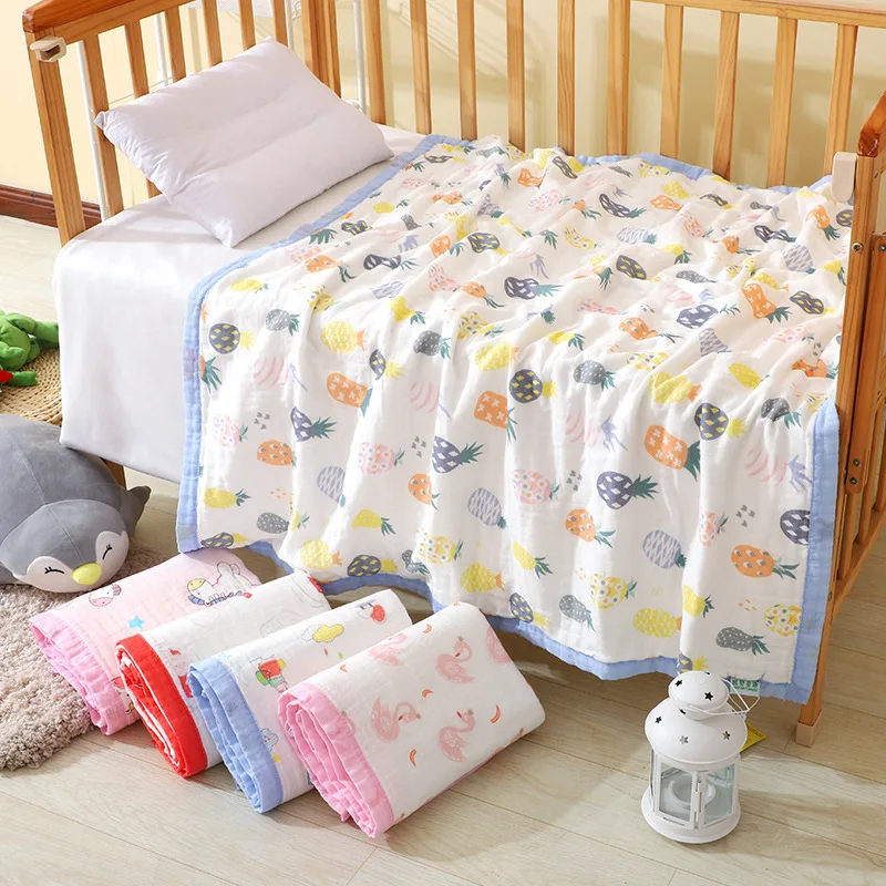

Pure Cotton Six-layer Gauze High Density Covered Edge Children's Quilt Baby Children Bath Towel Baby Blanket 117 X 150cm Large C