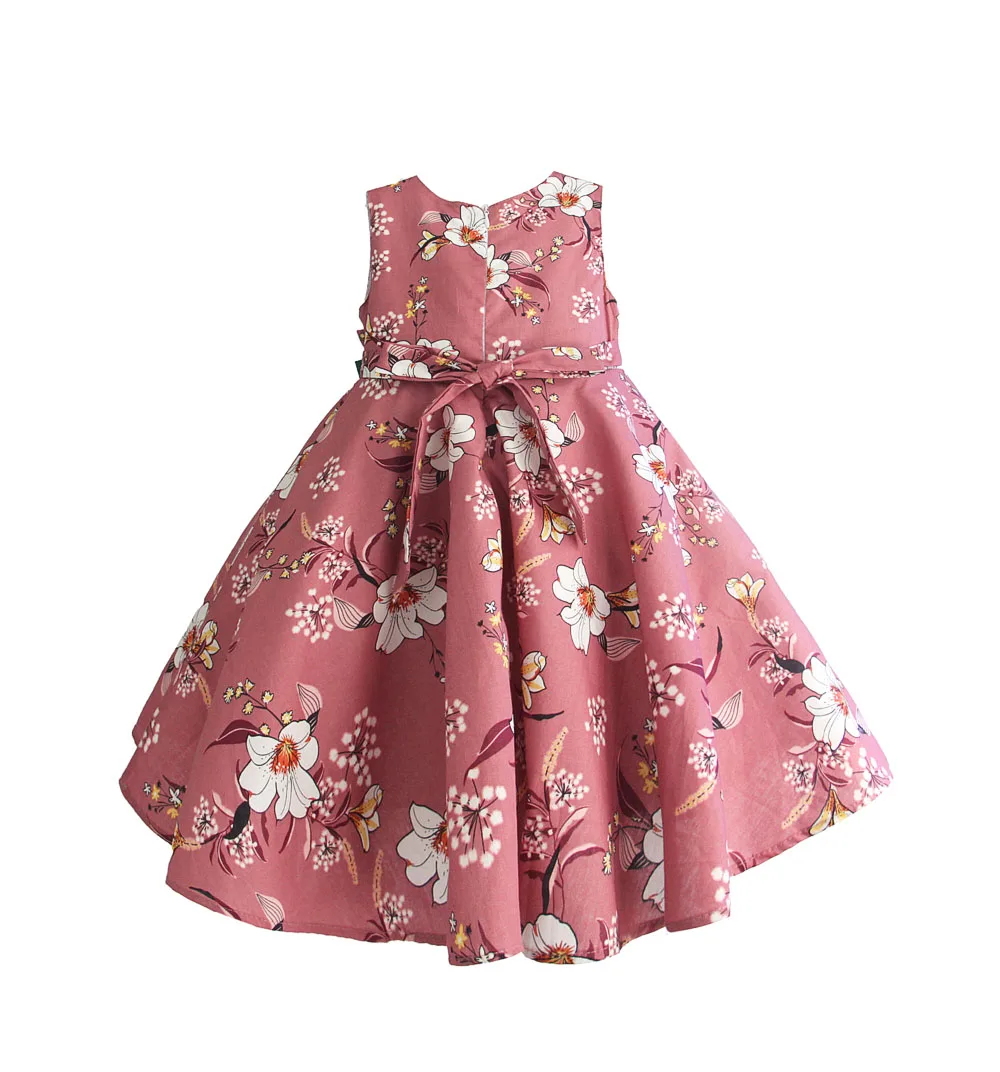 Hetiso/летние платья для девочек с шляпой и цветочным принтом; детская одежда; модная школьная одежда с бантом; vestidos От 3 до 7 лет