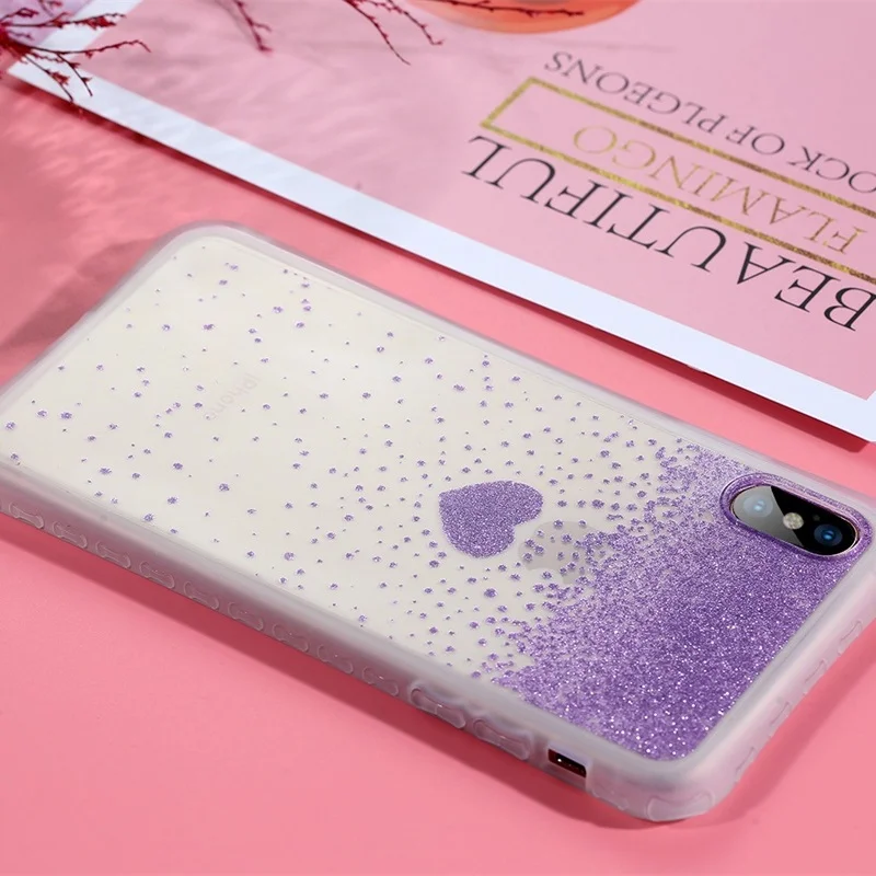 LISCN чехол для телефона с милым сердечком для iPhone 6 6S Plus 7 8 Plus X XS XR Xs Max 11 Pro Max Блестящий Прозрачный Роскошный чехол для телефона - Цвет: Purple