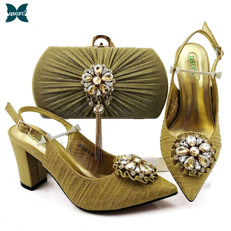 Gold Новое поступление; комплект зимней обуви и сумочки; коллекция года; итальянский дизайн; обувь и сумочка в комплекте; обувь на очень высоком каблуке с сумочкой - Цвет: Gold