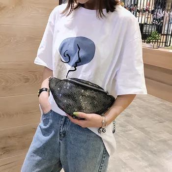 

women men fanny pack Fashion Bag waist bag Grid Small bling money anti theft kidney belt Bags Chest Bag sac banane femme heuptas
