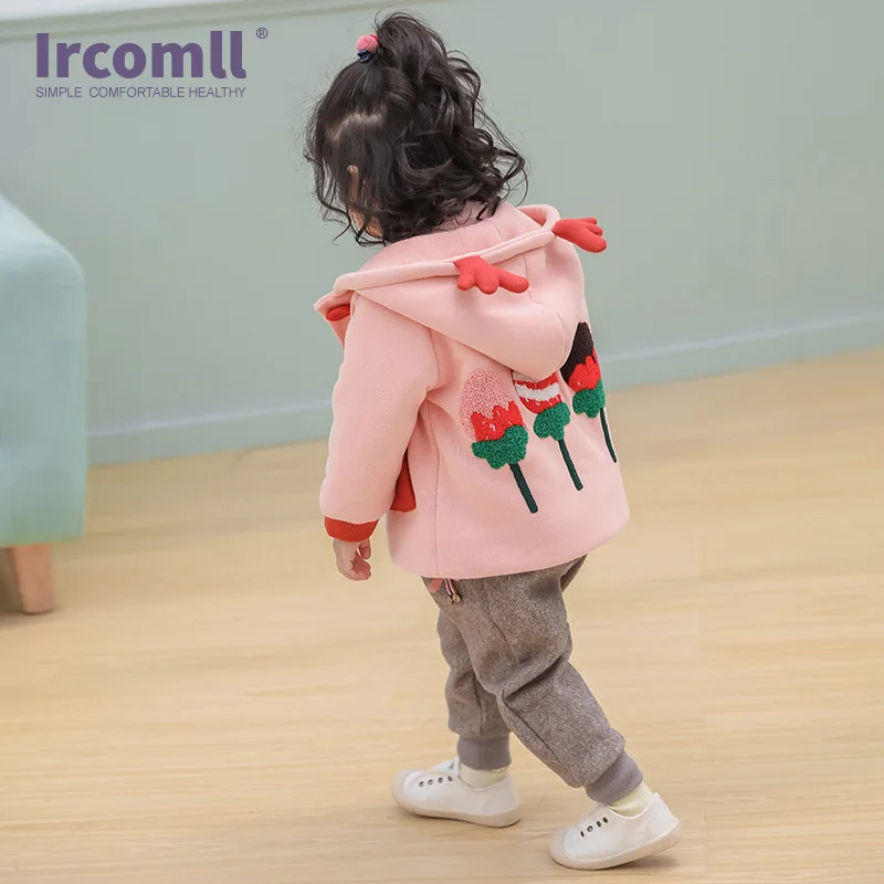 Ircomll Spring Autumn Baby Girl Christmas Deer Clothes Toddler Girl Long Sleeve Coat Jacket Infant Tops Outwear 9M-4Y