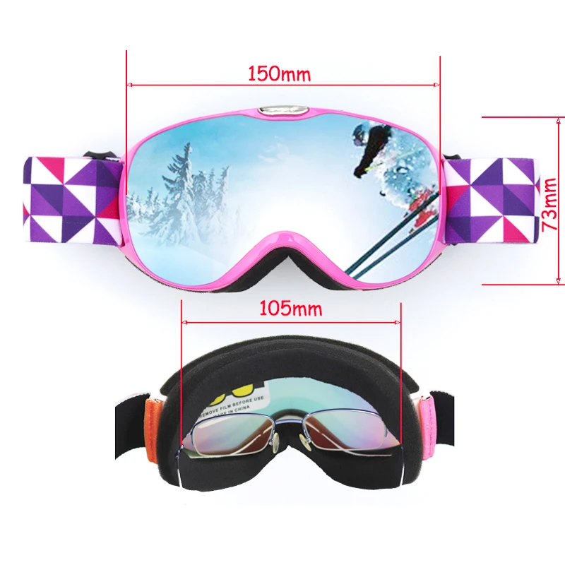 Children Ski Goggles Anti-fog Double Layer Big Spherical Skiing