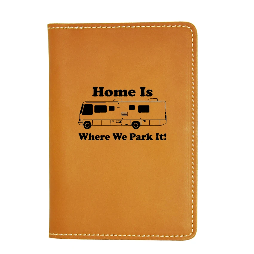 Yellow passport cove Engraved Picture Camping RV Home Park Passport Wallet Travel Cover Leather Credit Card Holders Purse Passport Cover Holders - Цвет: Yellow passport cove
