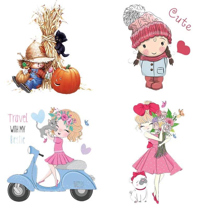 Lovely Girls Iron On Heat Transfer Vinyl Thermal For Baby Clothing Appliques Stickers DIY T-shirt Badges | Дом и сад