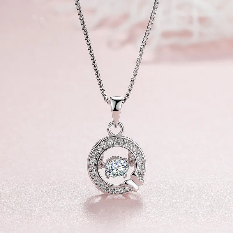 

Fine Silver 925 Smart Circle Butterfly Necklace Women's Pendant Fine Silver Choker Simple Japanese And Korean Style Gift for a G