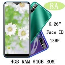6.26 screen drop gota de água 8a 4g ram 64g rom face id reconhecimento original telefone celular desbloqueado smartphone android mtk telefone celular