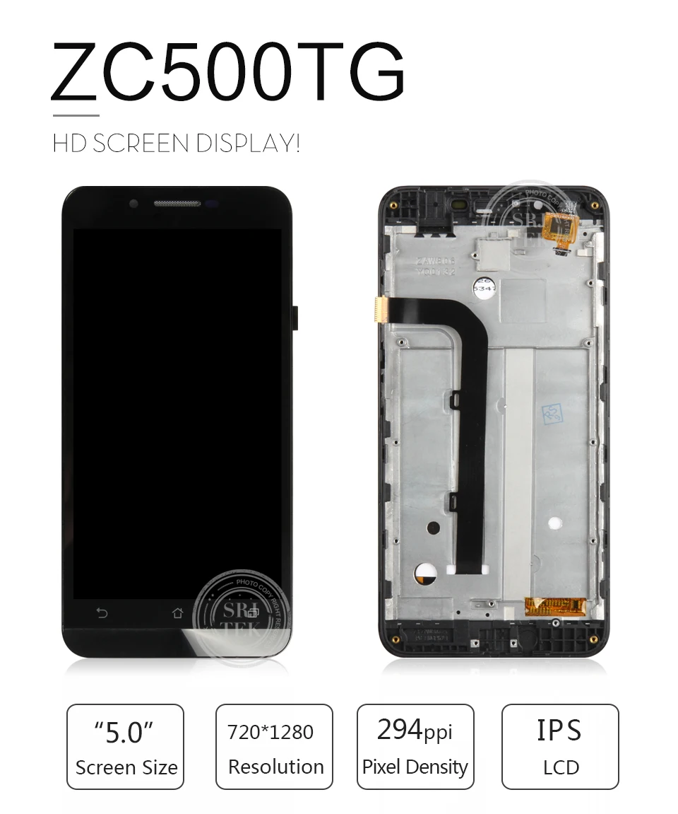 Гарантия 5,0 "ips дисплей для ASUS Zenfone Go ZC500TG ЖК сенсорный экран дигитайзер сборка запасные части с рамкой