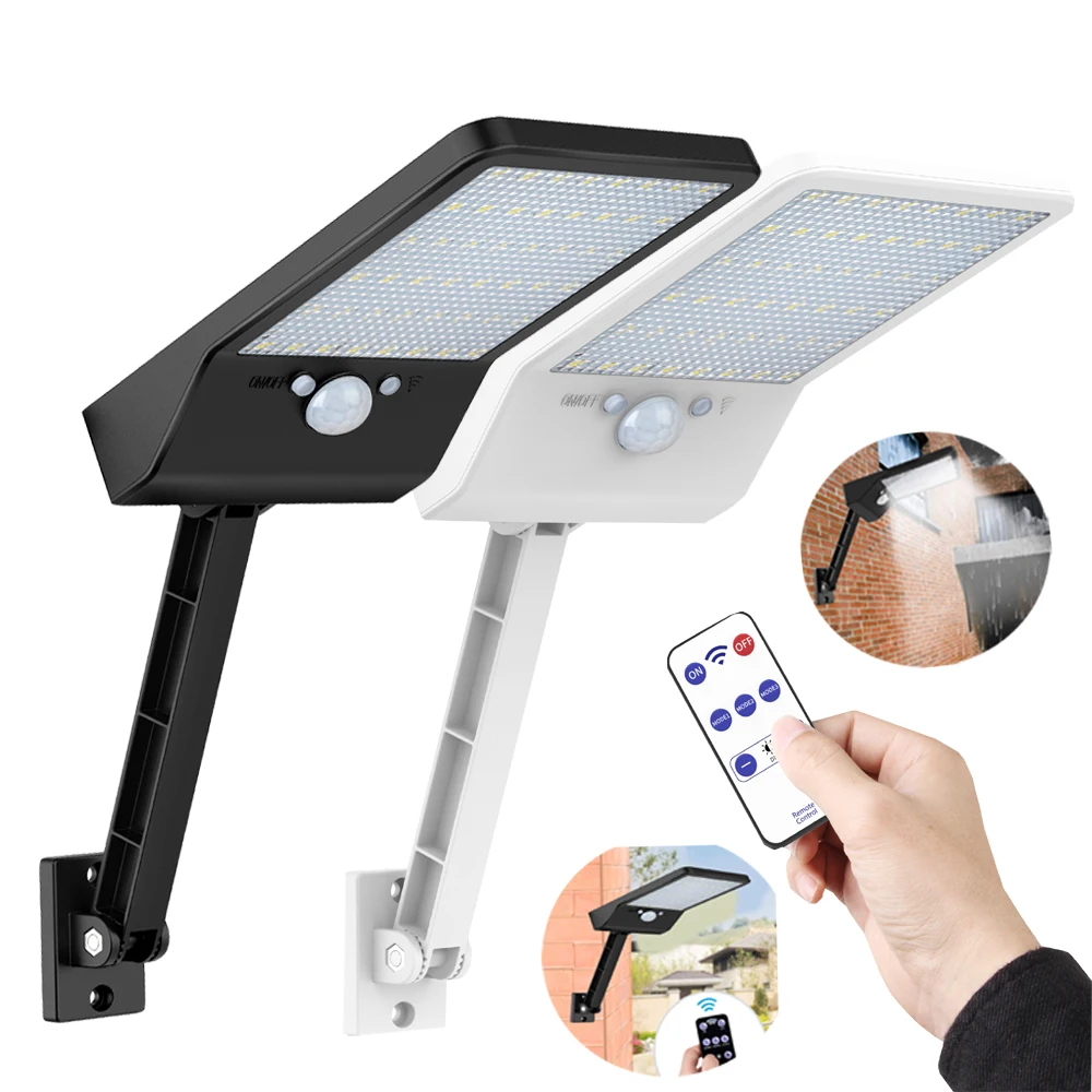 

48 LED Wall-Light Solar-Garden-Lamp Motion-Sensor Remote-Controller Outdoor PIR 3 Working Modes Rotable Lighting Waterproof