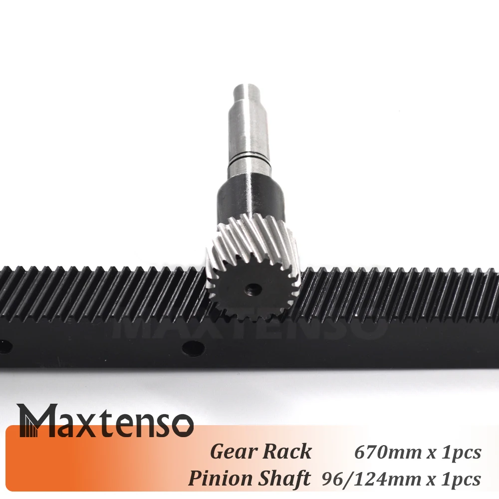 MAXTENSO 1.25mod modulus cnc gear rack helical teeth 670m and Pinion Shaft 96 or 124mm Engraving machine high precision CNC part