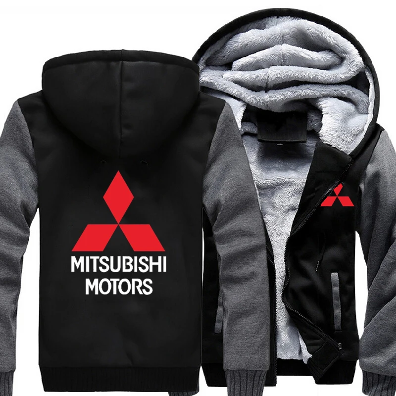 Горячее предложение, новое зимнее пальто с логотипом автомобиля Mitsubishi, плотные теплые толстовки, мужские хлопковые повседневные флисовые толстовки, мужские толстовки с капюшоном