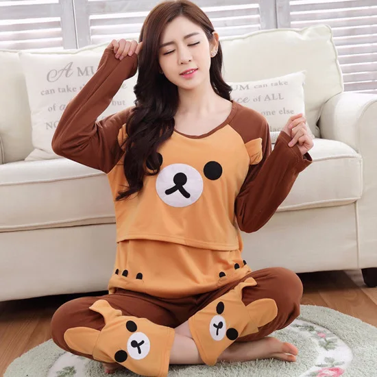 

Spring Summer Japanese Style New Style Nursing Nursing Clothes Cute Cartoon Long Sleeve Qmilch Pregnant Women Confinement Clothi