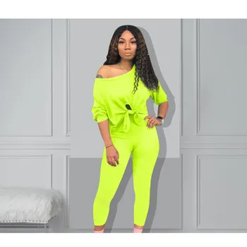 

2 Piece Set Tracksuit Set Short Women Bow Croped Top Long Pants Set Casual Long Sleeve Sweatshirts Set