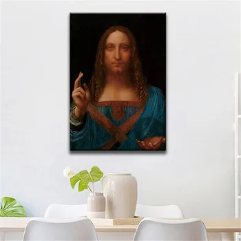 

Leonardo da Vinci Salvator Mundi Oil Painting on Canvas Posters and Prints Cuadros Wall Art Pictures For Living Room